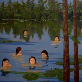 Water Nymphs painting By Bessie Papazafiriou