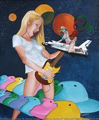 Aarron Laidig; The Illusory Rockstar, 2017, Original Painting Acrylic, 16 x 20 inches. Artwork description: 241 The illusory rockstar is an allegorical surreal bit of fun focusing on the imagination of a girl at home. This painting is on loose canvas measuring 16  wide x 20  high and would require framing or mounting to be displayed. Loose canvas paintings such as this are ...