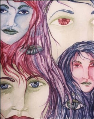 Stephanie Hayden; Faces Of Vivid Emotion, 2002, Original Watercolor, 10 x 11 inches. 