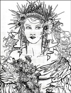 Stephanie Hayden; Marriage Of Persephone, 1994, Original Drawing Pen, 8 x 11 inches. 