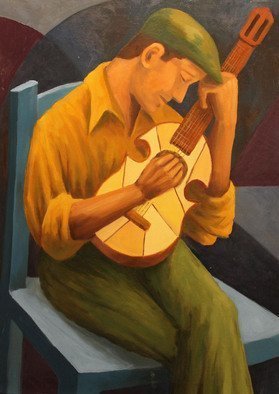 Angel Cruz; Cuatro Player 4, 2015, Original Painting Oil, 20 x 27 inches. Artwork description: 241 This is an oil painting on stretched canvas.  A man playing a stringed instrument in solitude with an indistinct background.  A familiar theme of mine. ...