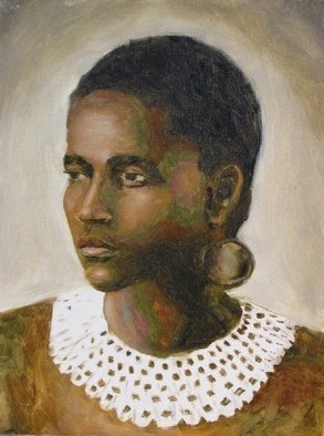 Angel Cruz; Young Zulu Woman, 2010, Original Painting Oil, 12 x 16 inches. Artwork description: 241 An oil painting on wood panel of a young and attractive African Zulu woman.  The idea here was to use colors to represent the lovely African woman s skin tone. ...