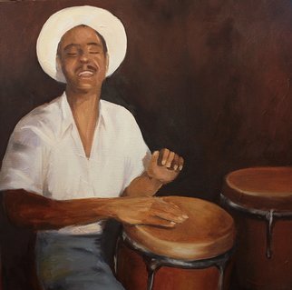 Angel Cruz; El Rumbero, 2021, Original Painting Oil, 20 x 20 inches. Artwork description: 241 A rumbero  percussionist  doing his thing ...