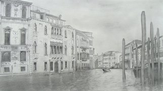 Aubin De Jongh; Venice, 2008, Original Enameling, 40.5 x 23 cm. Artwork description: 241  Water canal through the old historic buildings in Venice ...