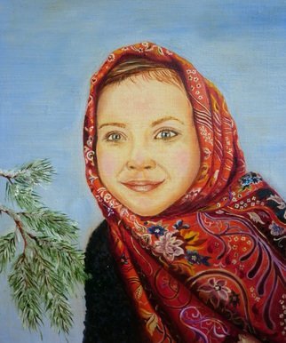 Nadezhda Wenzel; Matreshka, 2015, Original Painting Oil, 25 x 30 cm. Artwork description: 241   girl, winter, Russia ...