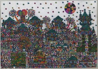 Adib Fattal; A VILLAGE WITH BEDOUINS, 2009, Original Other, 50 x 36 cm. Artwork description: 241  