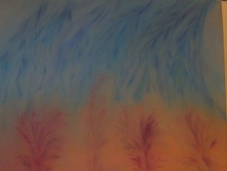 Michele Niels; The Blue Rain, 2011, Original Animation, 65 x 50 cm. Artwork description: 241               oil painting on canvas board  Blue rain, oh kindness, send us white, pink, blue drops, shining like pearls                                             ...