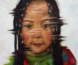 Wong Pun Kin; Portrait Of Little Girl, 2014, Original Painting Oil, 90 x 97 cm. Artwork description: 241   Portrait of little girl, chinese little girl, oil painting,   ...