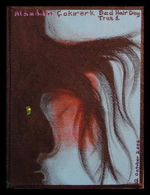 Alaaddin Cakirerk; Bad Hair Day Tree 1, 2006, Original Painting Acrylic, 300 x 400 mm. Artwork description: 241  This is a back to back art work. Completed on 30/ October/ 2006 It is four separate canvases painted on both sides please view 