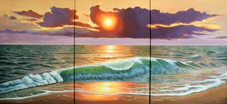 Alejandro Del Valle; Maybe Tomorrow, 2016, Original Painting Acrylic, 150 x 70 cm. Artwork description: 241  seascape sea ocean waves water foam sun sunshine sunlight clouds sky shore sand beach           ...