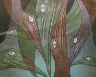 Alexandra Schastlivaya; Woodland Choir, 2013, Original Painting Oil, 80 x 60 cm. Artwork description: 241   Mystical space, Imagination,hallucination, Depth, monsters,the Original of life on Earth. . .       ...