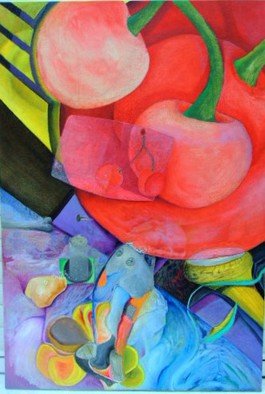 Alexandru Cristian; Cherrillusion, 2016, Original Painting Oil, 40 x 60 cm. Artwork description: 241  cherries, abstract, oil painting  ...