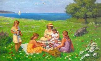 Alexander Bezrodnykh; By The Sea, 2006, Original Painting Oil, 90.5 x 62 cm. Artwork description: 241 Seaside, by the sea, picnic, sea...