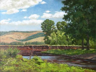 Alexander Bezrodnykh; High Waterside, 2015, Original Painting Oil, 80 x 60 cm. Artwork description: 241 High waterside, waterside, river, hills, summer...