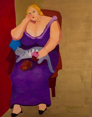 Alice Murdoch; Purple Dress, 2011, Original Painting Oil, 32 x 42 inches. Artwork description: 241   Large woman in Purple dress                        ...