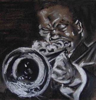 A M Bowe; Jazz Trumpet, 2007, Original Pastel, 8 x 8 inches. Artwork description: 241   If you do not wish to include frame please minus $100 from total priceMeasurements do not include frameFramed: Includes wide off white mount and driftwood frame ( pale colour)  ...
