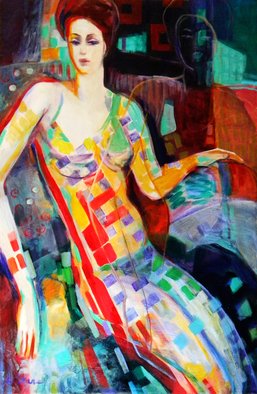 Nane Tumanian; No Rules, 2013, Original Painting Oil, 24 x 36 inches. Artwork description: 241 seated woman in an abstract decorative style    ...
