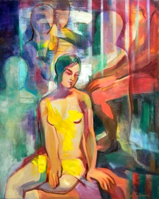 Nane Tumanian; Silence, 2013, Original Painting Oil, 24 x 30 inches. Artwork description: 241  Woman and man sitting in a silence.    ...