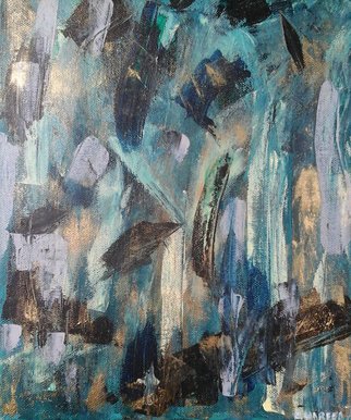 Andreea J; Chaos, 2017, Original Painting Acrylic, 25 x 30 cm. Artwork description: 241 blue, cold, gold, chaos, abstract, acrylic, ...