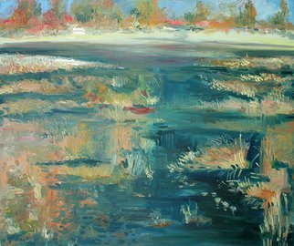 Animesh Roy; River Banks And Marshes 2, 2009, Original Painting Oil, 36 x 30 inches. Artwork description: 241  abstraact landscape, oil painting, knife work, impasto, ...