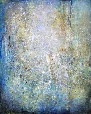 Anne Schwartz; 162 First Dawn, 2011, Original Mosaic, 20 x 30 inches. Artwork description: 241  Blue, space, textured, contemporary, light, movement, gold, silver, abstract, contemporary, light green, white, light brown, pattern ...