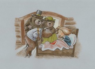 Joanna Pasek; Three Bears, 2019, Original Drawing Other, 27 x 19 cm. Artwork description: 241 Mixed media drawing on gray paper...