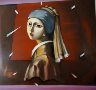 Hebe Beatrice Alioto; Hommage To Vermeer , 2004, Original Painting Oil, 1 x 120 cm. Artwork description: 241        acrylic painting     figutatif art oil painting, 120x120cm  ...