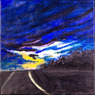 Allison Karczynski; Driving Darkness, 2016, Original Painting Acrylic, 13 x 12 inches. Artwork description: 241 skies...