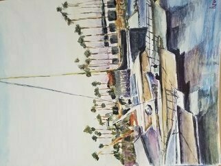 Armineh Bakhtanians; Long Beach 2, 2020, Original Watercolor, 12 x 16 inches. Artwork description: 241 inspired by the beauty of boats and the ocean.  ...