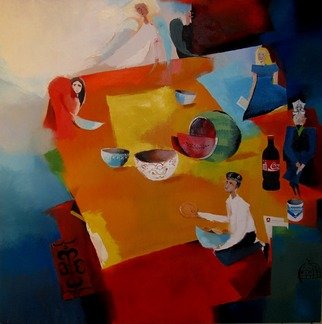 Matti Sirvio; PICNIC IN ALMATY, 2011, Original Painting Oil, 120 x 120 cm. Artwork description: 241  Central- Asia, Kazakstan, Uzbekistan, Kyrgyzstan    ...