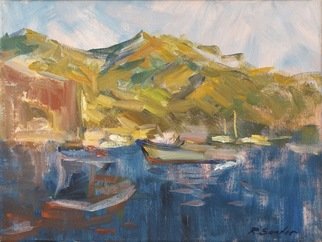 Rafael Sander; Avalon Harbour, 2012, Original Painting Oil, 12 x 16 inches. Artwork description: 241  Avalon, harbour, sunset     ...