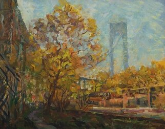 Rafael Sander; Fall Near Verrazano Bridge, 2011, Original Painting Oil, 20 x 16 inches. 