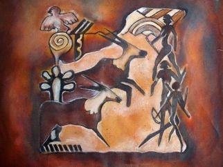 Amans Honigsperger; Rock Painting 1, 2009, Original Painting Acrylic, 40 x 40 cm. Artwork description: 241  African cave drawings framed...