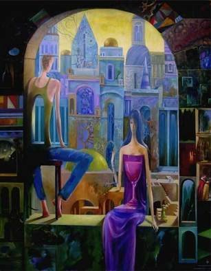 Izya Shlosberg; Evening For My Son, 2007, Original Painting Other, 52 x 72 inches. 