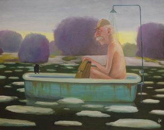 Izya Shlosberg; Floating, 2018, Original Painting Oil, 20 x 16 inches. 