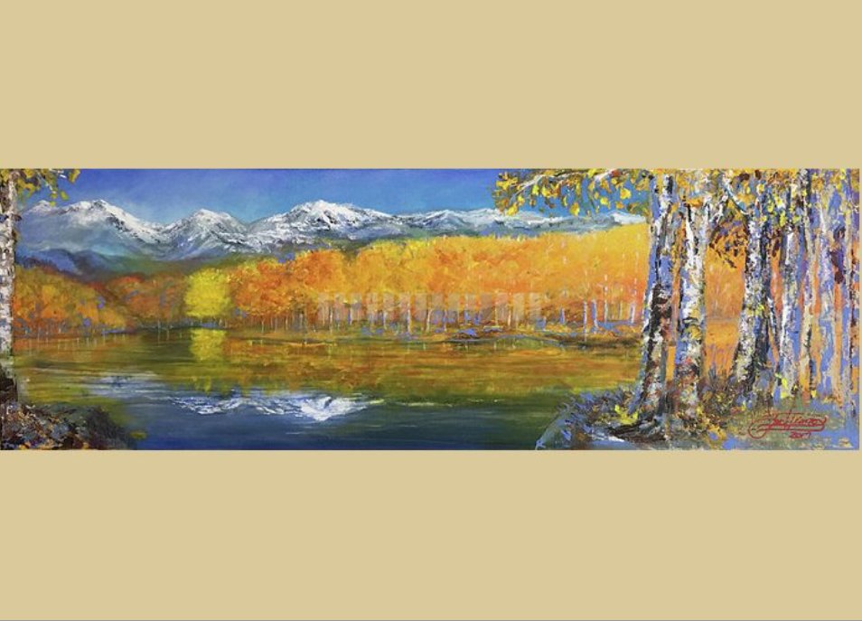 Jack Diamond; High Country, 2017, Original Painting Acrylic, 36 x 12 inches. Artwork description: 241 JACK DIAMOND, LANDSCAPE, PAINTING, AUTUMN, FALL, COLORS, TREES, LAKE, MOUNTAINS, birch, leaves, blue sky, snow...