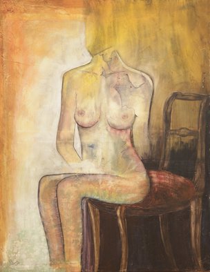 Frank Hoffmann; Nude On Chair, 2013, Original Painting Acrylic, 70 x 90 cm. Artwork description: 241  Nude      ...