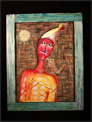 Metreveli Mamuka; Clown With A Cat, 2009, Original Painting Other, 20 x 24 inches. 