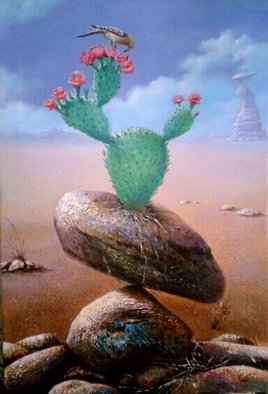 Sabir Haque; Living Stone, 2015, Original Painting Acrylic, 24 x 30 inches. Artwork description: 241 Continuous effort to stay alive. Cactus finds that survive the dry solid rocks and birds drink nectar from cactus flower to struggle for existence. ...