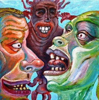 Michael Chomick; Chatterbox, 2013, Original Painting Oil, 6 x 6 inches. Artwork description: 241            The work addresses the various ways individuals handle a long- winded colloquy!       ...