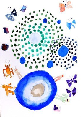 Palle Adamos Finn Jensen; Tunnels Of Light 5, 2021, Original Watercolor, 30 x 45 inches. Artwork description: 241 Universes of light, subspace. Life is good. Butterflies as symbol of a lot of things, happines and colorful...