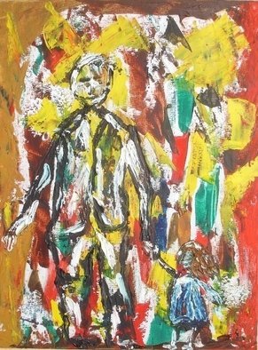 Roger Cummiskey; Father And Daughter    SOLD, 2008, Original Painting Oil, 23 x 30.5 cm. Artwork description: 241  Abstract oil painting on board. ...