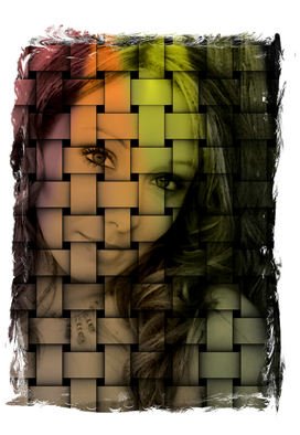 Tammy Gatten; Sabra , 2007, Original Computer Art, 16 x 20 inches. Artwork description: 241  A woman behind the woven screen.  Rich colors with black representing looking for freedom. ...