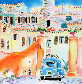 Hisayo Ohta; Les Voisins, 1999, Original Painting Other, 28 x 29 cm. Artwork description: 241    Painting on silk.Village in the Provence, France.                                       ...