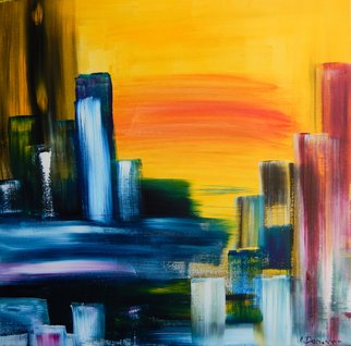 Eliza Donovan; City Sunrise, 2015, Original Painting Acrylic, 50 x 50 cm. Artwork description: 241  