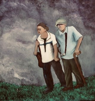 Robert Solari; The Tourists, 2018, Original Painting Oil, 28 x 30 inches. Artwork description: 241 While in Florida I saw an elderly couple walking with difficulty trying to make the best of their vacation. I was impressed with their determination. ...