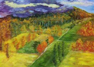Aurelio Zerla; After The Storm, 2002, Original Painting Oil, 24 x 18 inches. Artwork description: 241 Fall day in Maryland after a storm, with dark clouds hanging low over the mountain, contrasting with the opening blue sky and sunlight....