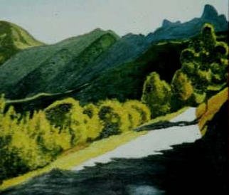 Aurelio Zerla; Sundown On Italian Mounta..., 1992, Original Painting Oil, 24 x 20 inches. Artwork description: 241 Road at sundown in Italian Pre- Alps. ...