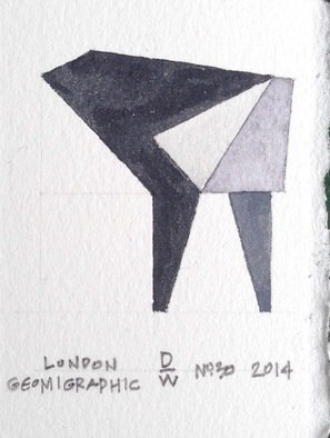 John Darling-Wolf; London Geomigraphic No30, 2014, Original Watercolor, 5.1 x 7 cm. Artwork description: 241    pencil drawing structure with watercolor on Rives BFK paper. This is a finished work that informs other work in print and sculpture by John Darling- Wolf.    ...