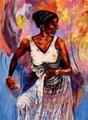 Ben Adedipe; Dancing Queen, 2013, Original Painting Acrylic, 30 x 34 inches. Artwork description: 241  An African woman, dancing, music, joyful ...